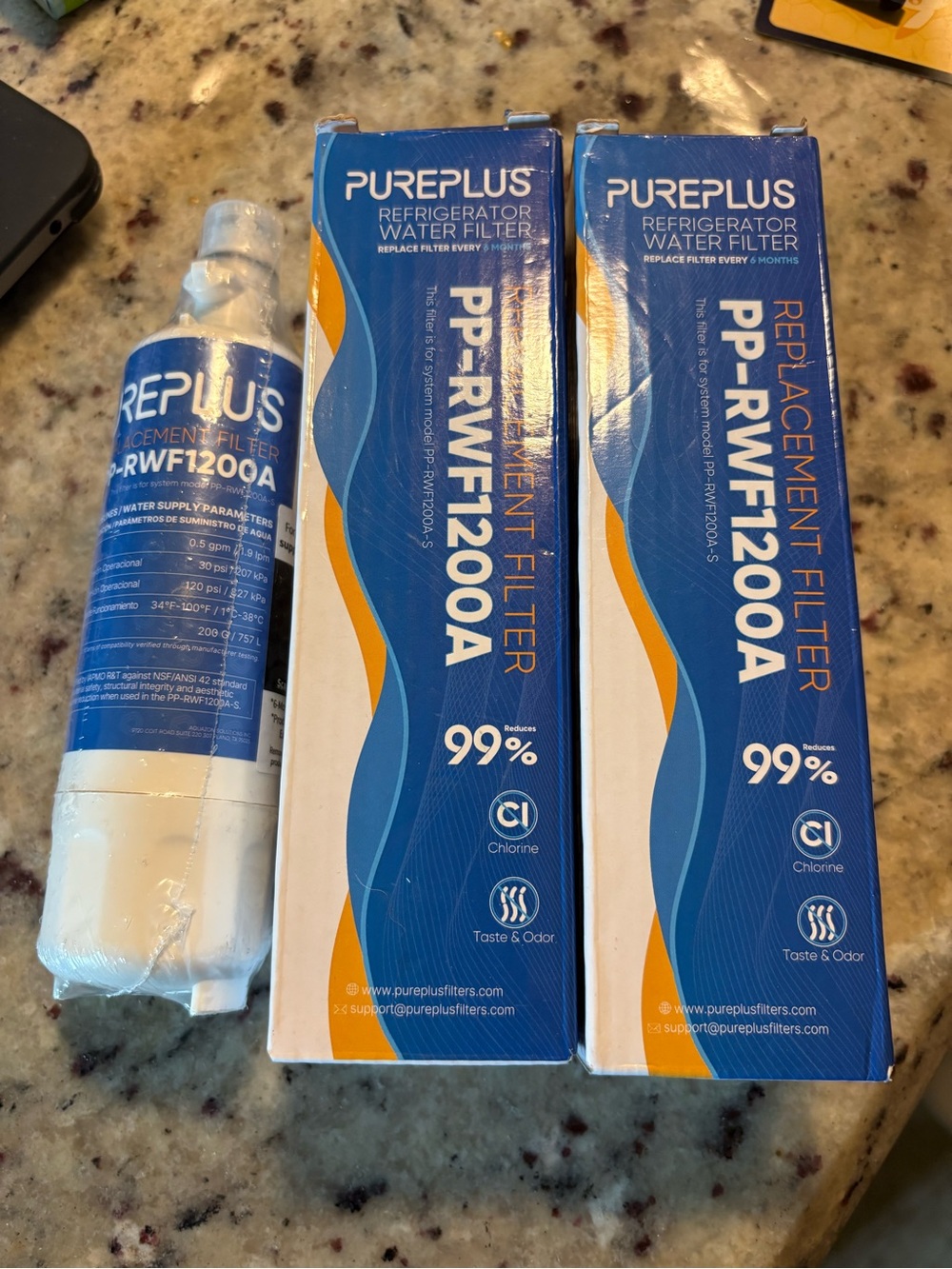 RWF1200A Pureplus Refrigerator Water Filters. Set of 3